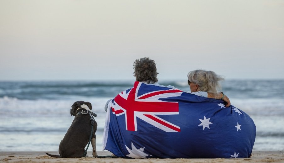 Beach with Australian Flag